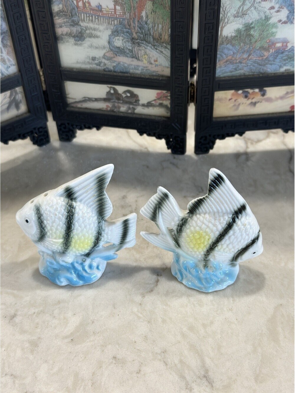 Vintage Angel Fish Salt and Pepper Shakers Made In Japan 3 Excellent Cond